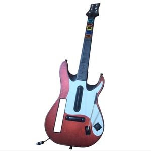 Wii Red and White Guitar Hero Wireless Controller, No Dongle, Red Octane